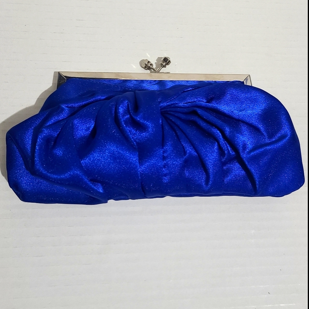 Silky Satin Blue Clutch